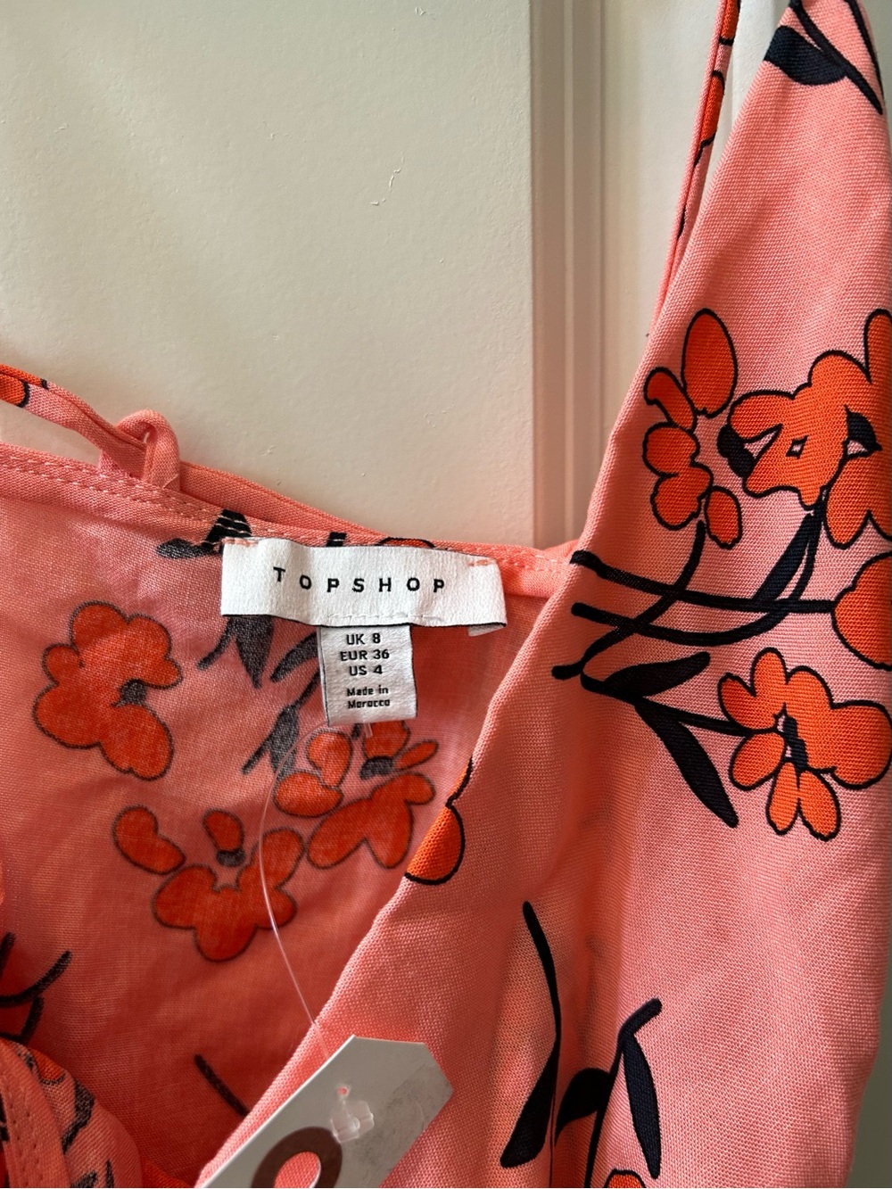 Topshop Pink Floral Cowl Slip Top size 4 - Picture 6 of 6